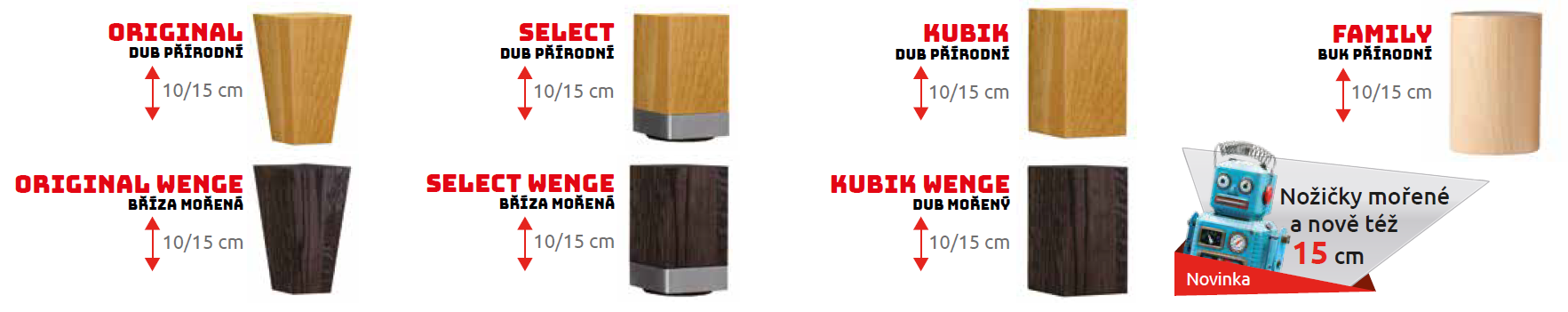 Varianty nožiček.